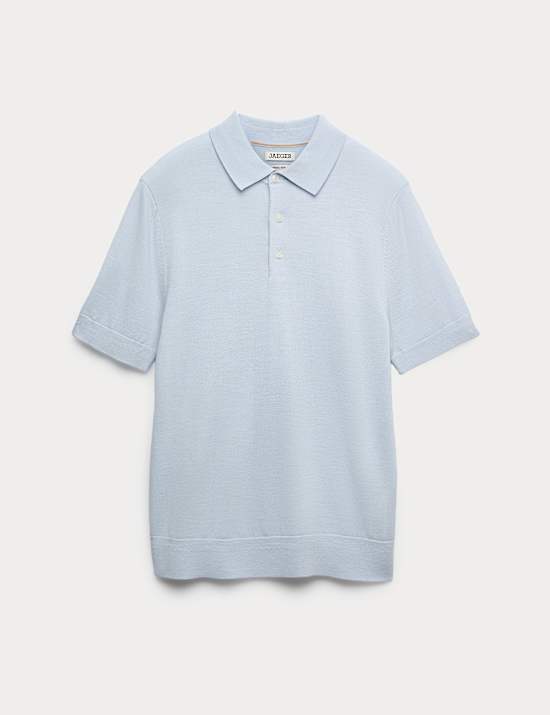 Merino Wool with Silk Knitted Polo Shirt