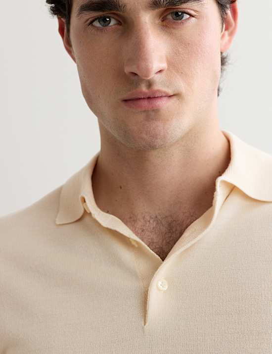 Merino Wool with Silk Knitted Polo Shirt