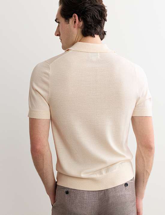 Merino Wool with Silk Knitted Polo Shirt