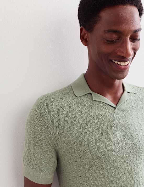 Polo en maille de laine m&eacute;rinos et soie