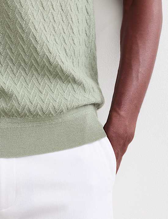 Polo en maille de laine m&eacute;rinos et soie