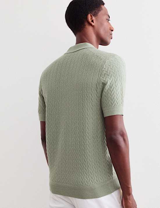 Polo en maille de laine m&eacute;rinos et soie