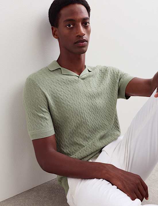 Polo en maille de laine m&eacute;rinos et soie