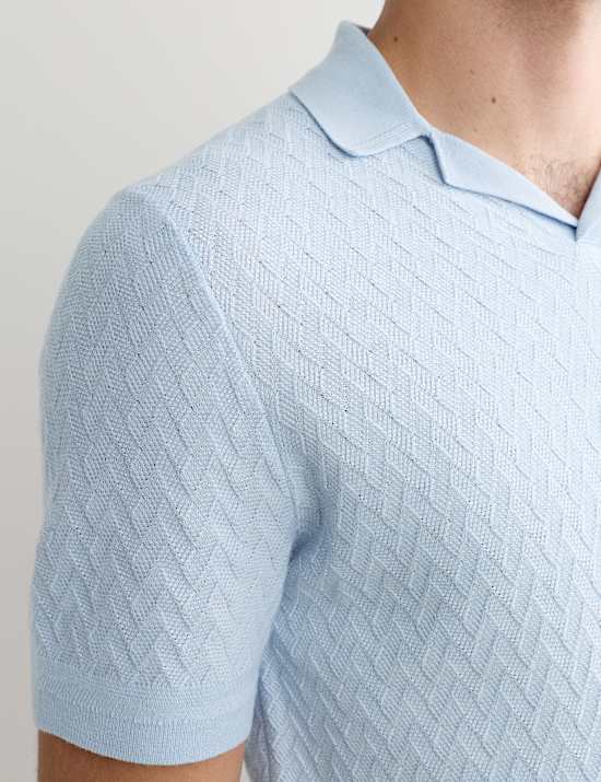 Polo en maille de laine m&eacute;rinos et soie