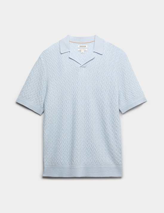 Polo en maille de laine m&eacute;rinos et soie