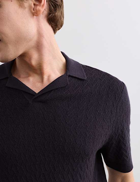 Merino Wool with Silk Knitted Polo Shirt