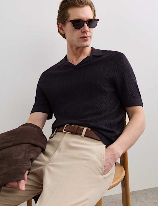 Merino Wool with Silk Knitted Polo Shirt