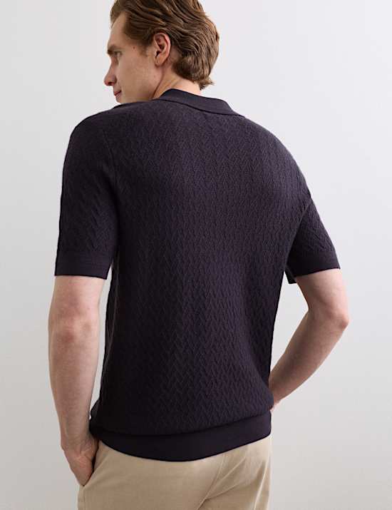 Merino Wool with Silk Knitted Polo Shirt