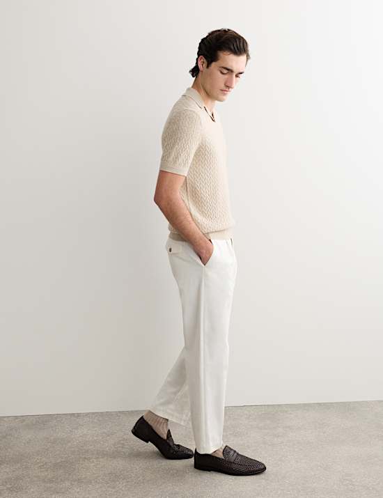 Polo en maille de laine m&eacute;rinos et soie