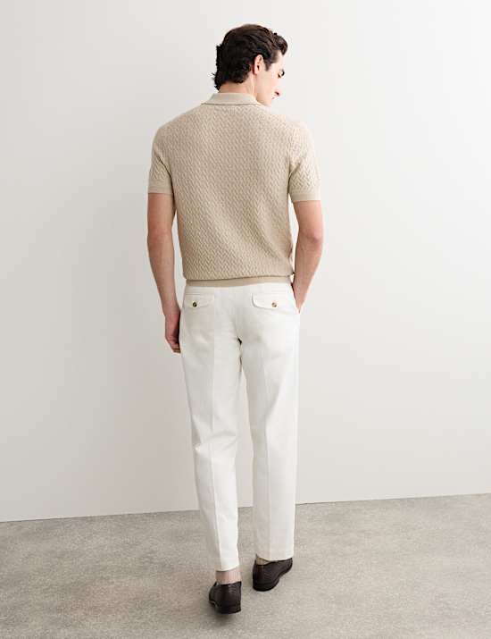 Polo en maille de laine m&eacute;rinos et soie