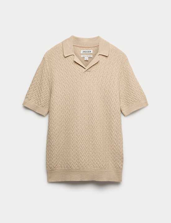 Polo en maille de laine m&eacute;rinos et soie