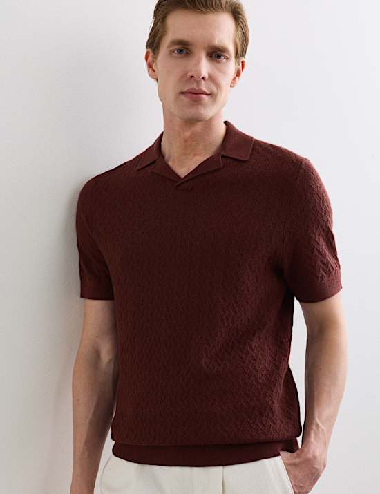 Merino Wool with Silk Knitted Polo Shirt