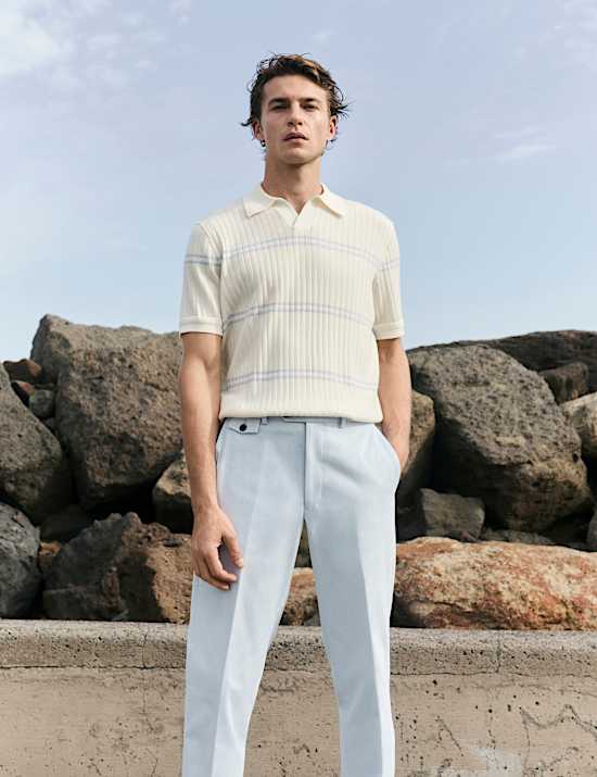 Merino Wool Rich Knitted Polo Shirt with Silk