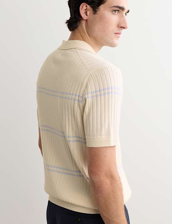 Merino Wool Rich Knitted Polo Shirt with Silk