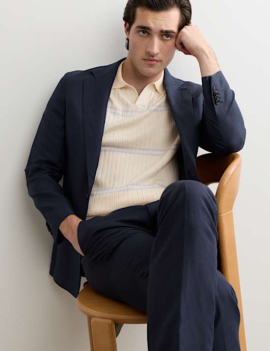 Merino Wool Rich Knitted Polo Shirt with Silk