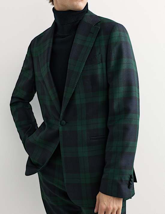 Veste tailleur britannique coupe ajust&eacute;e &agrave; carreaux