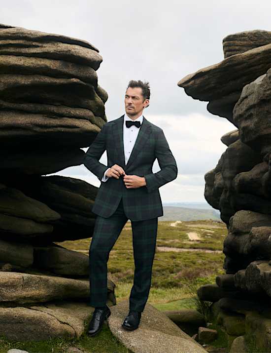 Tailored Fit British Check Suit Trousers