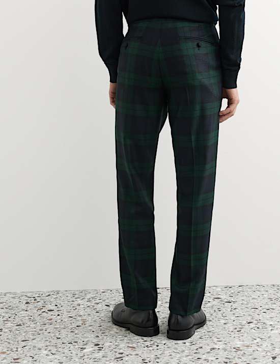 Tailored Fit British Check Suit Trousers