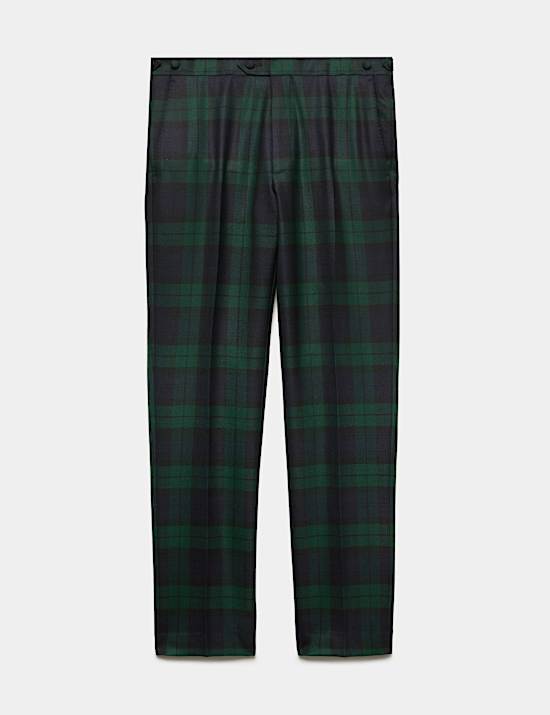 Tailored Fit British Check Suit Trousers
