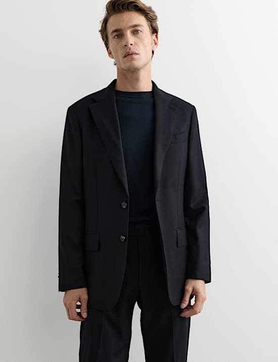 Tailored Fit Italian Wool Flannel Suit Jacket