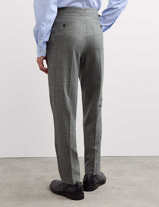 Tailored Fit Italian Wool Check Trousers