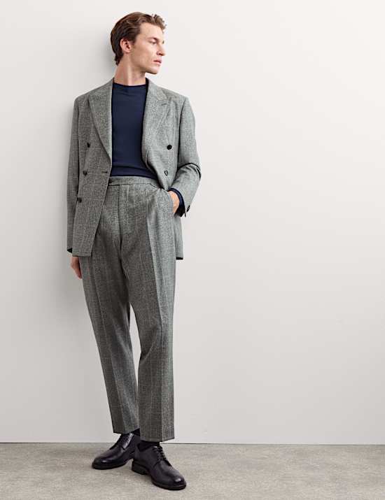 Tailored Fit Italian Wool Check Trousers