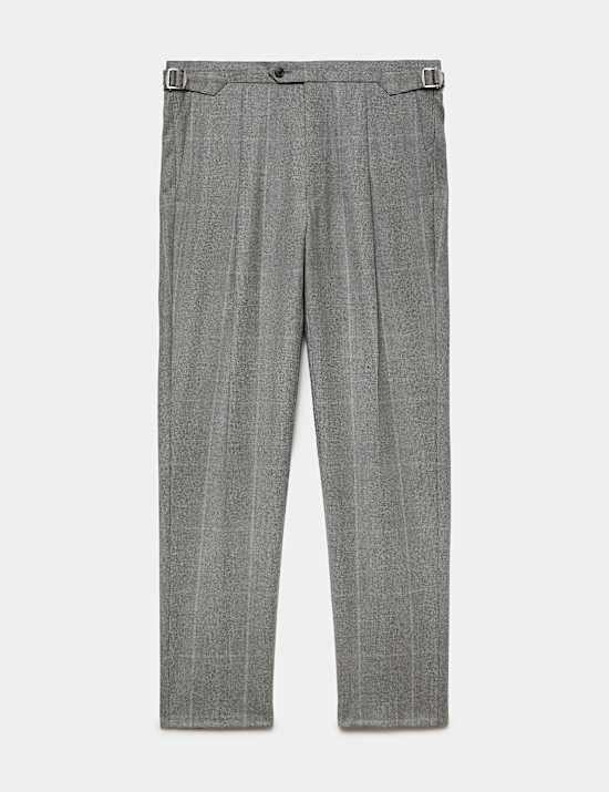 Tailored Fit Italian Wool Check Trousers