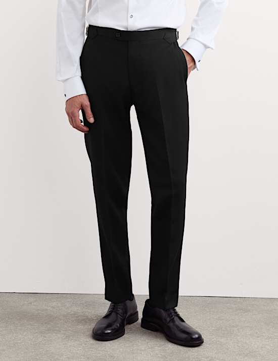 Flat Front Formal Trousers with Wool