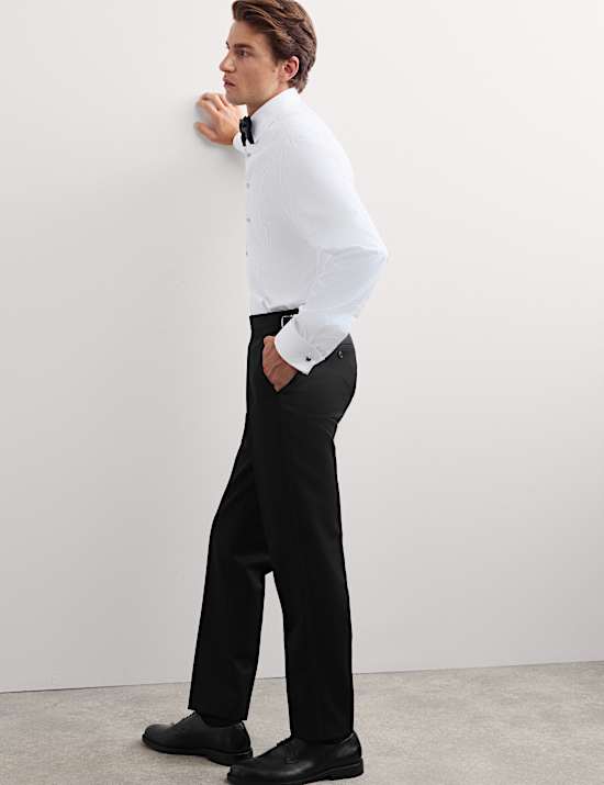 Flat Front Formal Trousers with Wool
