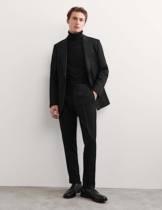 Flat Front Formal Trousers with Wool