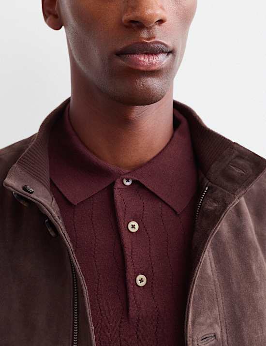 Merino Wool Rich Knitted Polo Shirt with Silk