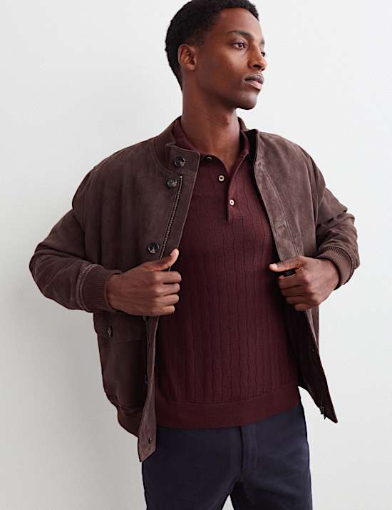 Merino Wool Rich Knitted Polo Shirt with Silk