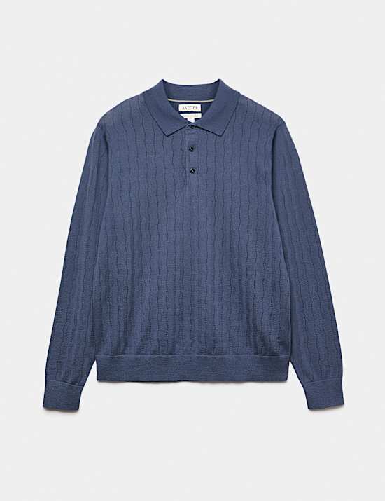 Merino Wool Rich Knitted Polo Shirt with Silk