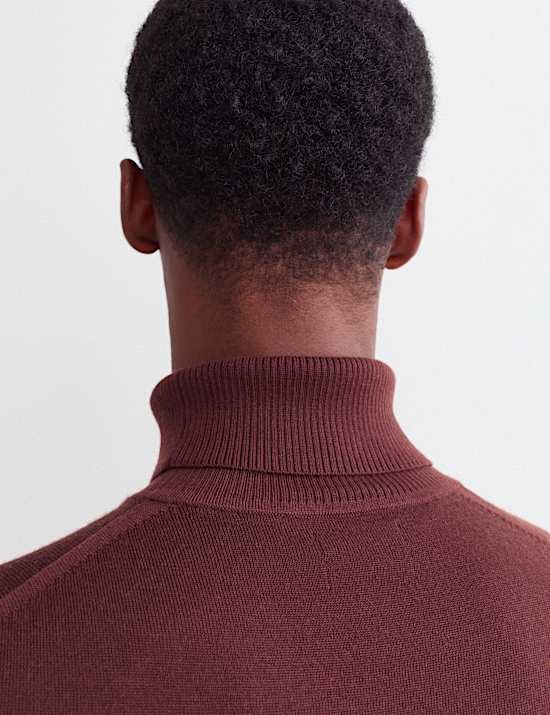 Merino Wool Rich Roll Neck Jumper with Silk