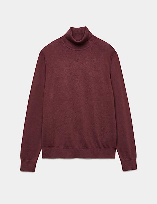 Merino Wool Rich Roll Neck Jumper with Silk