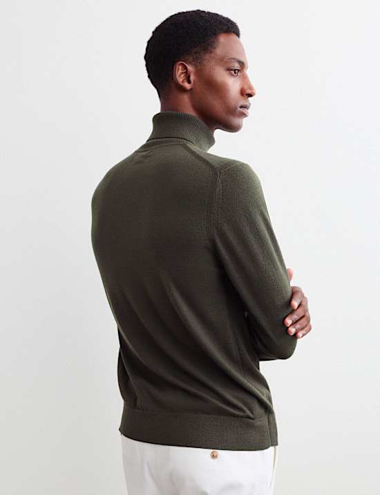 Merino Wool Rich Roll Neck Jumper with Silk