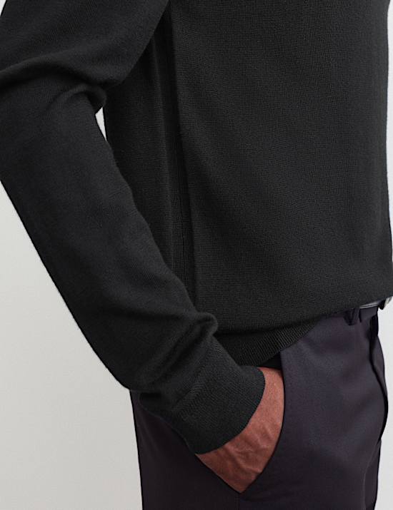 Merino Wool Rich Roll Neck Jumper with Silk