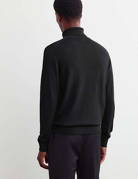 Merino Wool Rich Roll Neck Jumper with Silk
