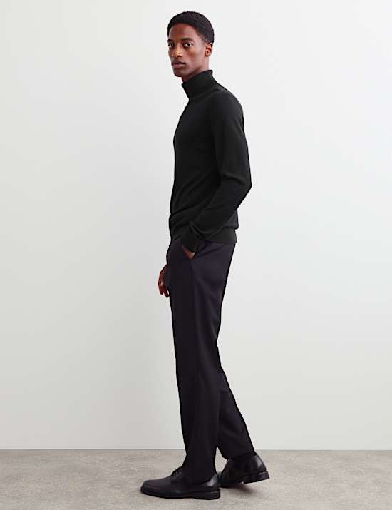 Merino Wool Rich Roll Neck Jumper with Silk
