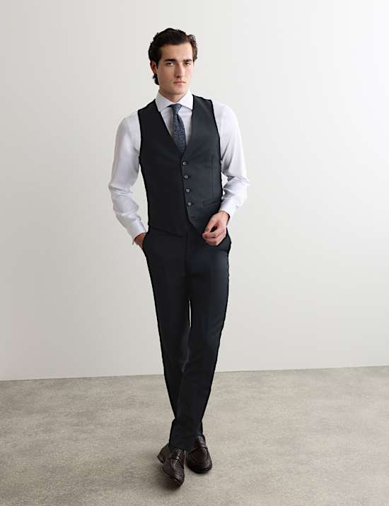 Chaleco de sarga 100% lana de corte sastre