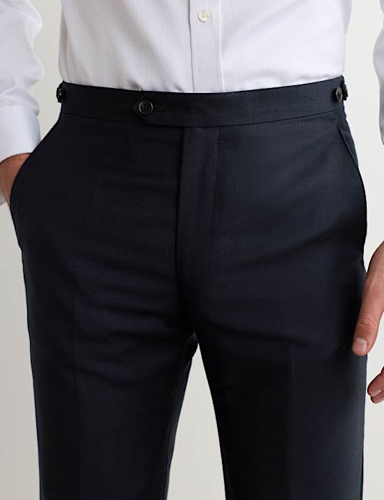 Tailored Fit Pure Wool Twill Suit Trousers