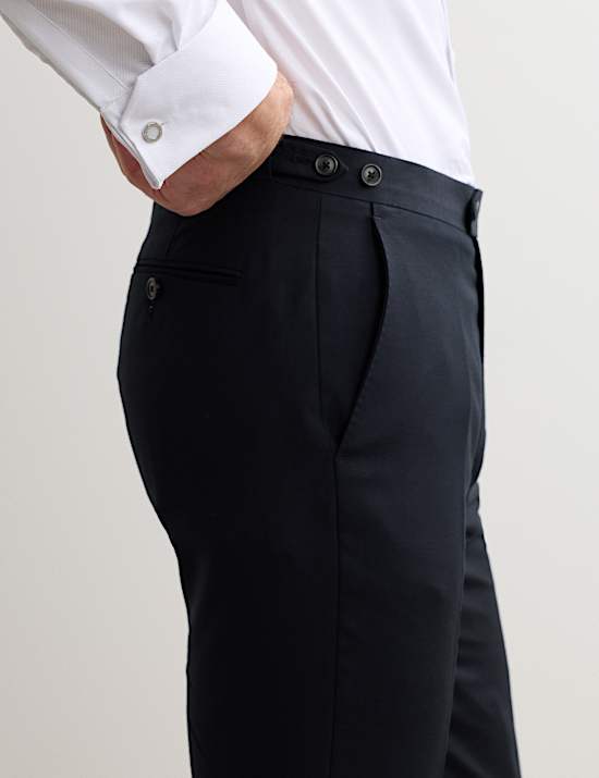 Tailored Fit Pure Wool Twill Suit Trousers