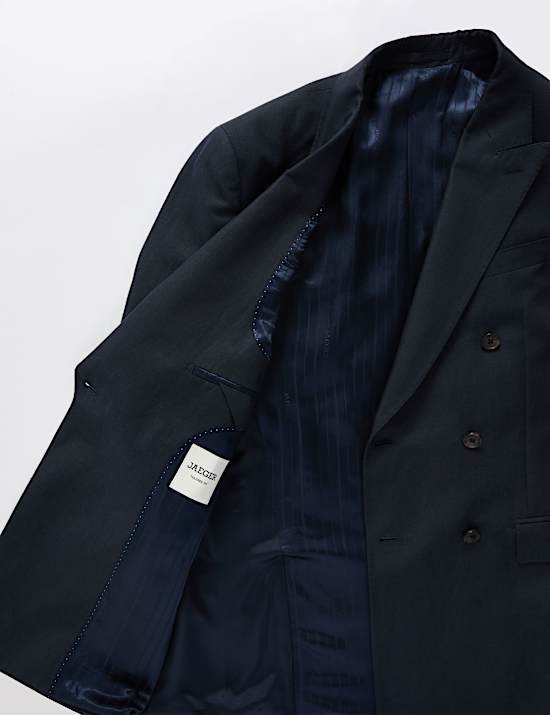 Tailored Fit Silk & Linen Blend Double Breasted Suit Jacket