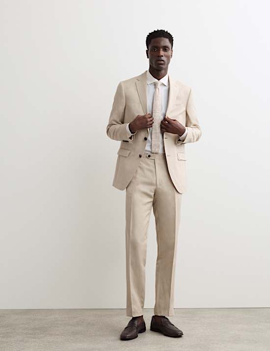 Tailored Fit Italian Silk & Linen Suit Jacket
