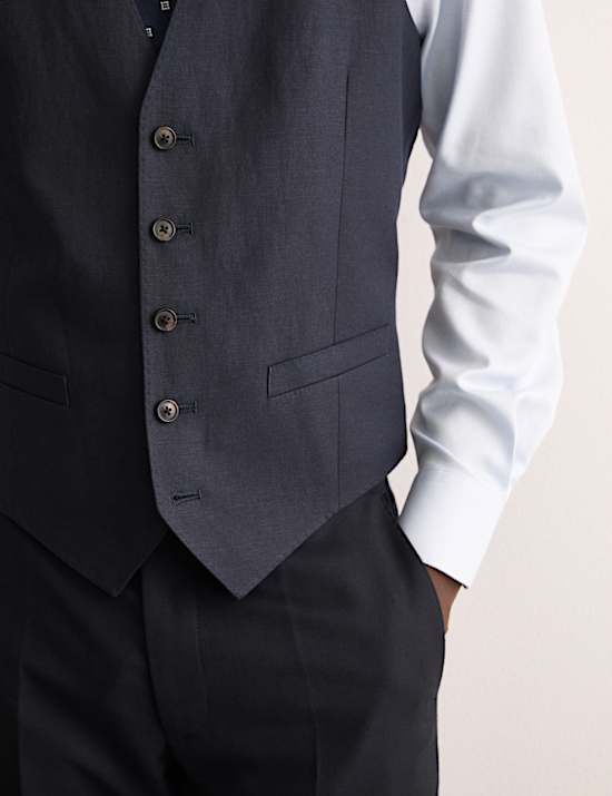 Tailored Fit Silk & Linen Blend Waistcoat