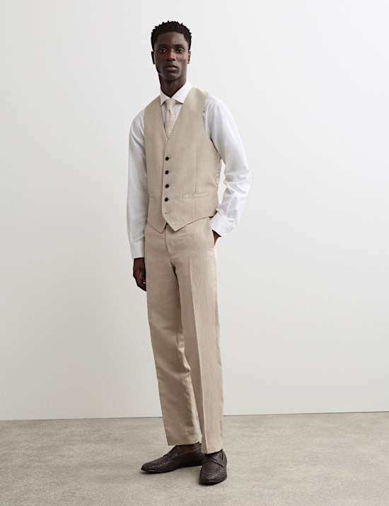 Tailored Fit Italian Silk & Linen Waistcoat