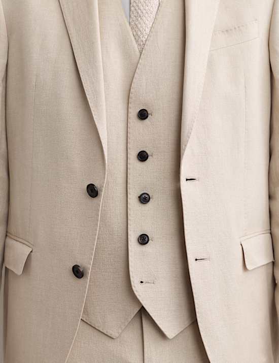 Tailored Fit Italian Silk & Linen Waistcoat