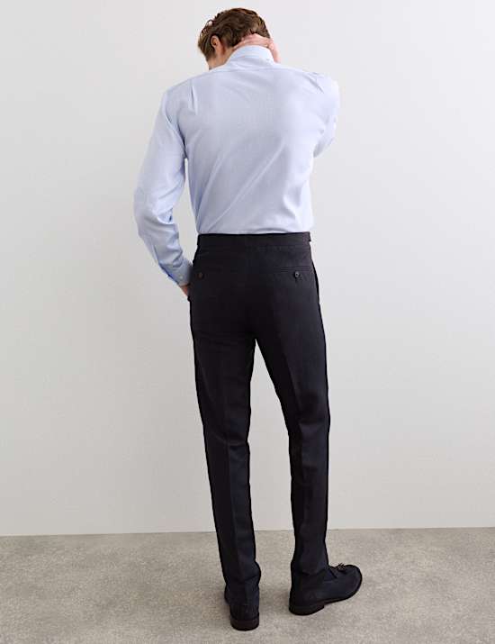 Pantalon de costume coupe ajust&eacute;e en soie et lin italien