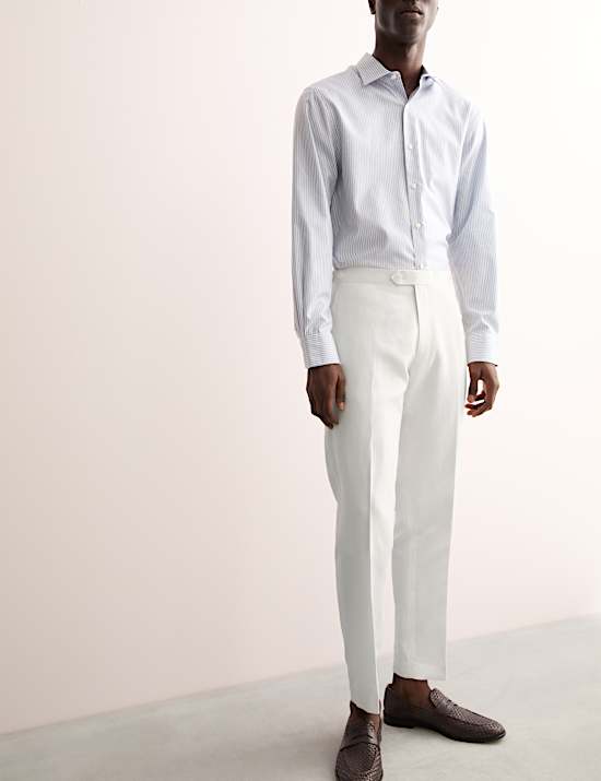 Tailored Fit Italian Silk & Linen Suit Trousers