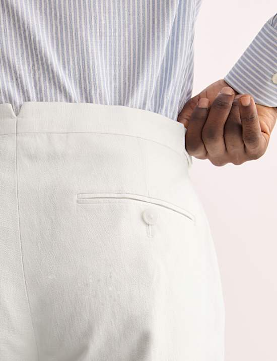 Tailored Fit Italian Silk & Linen Suit Trousers